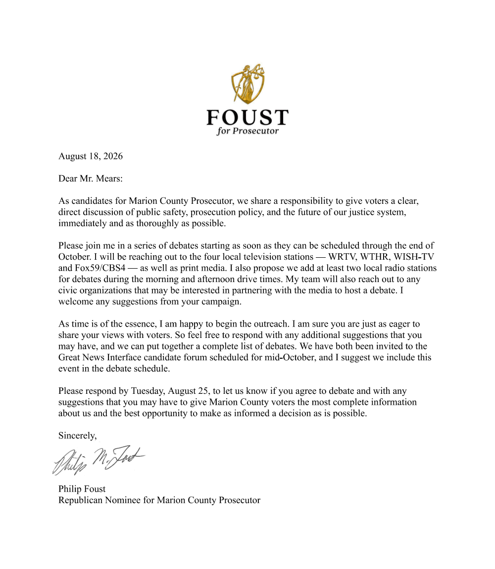 Page one of Foust-Debate-Letter-to-Mears-Aug-18-2026.pdf